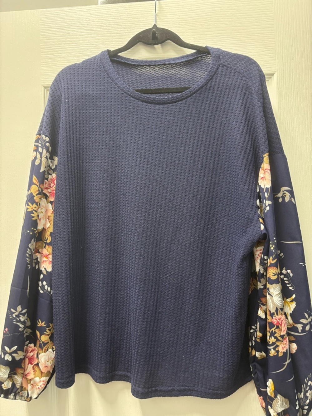 SHEIN Navy Blue Textured Knit Top
